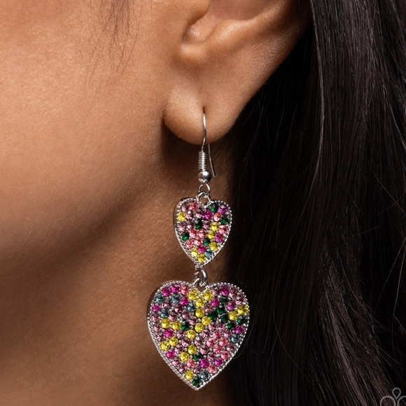 Jewelry - NWT Multicolor 2-Hearts Earrings